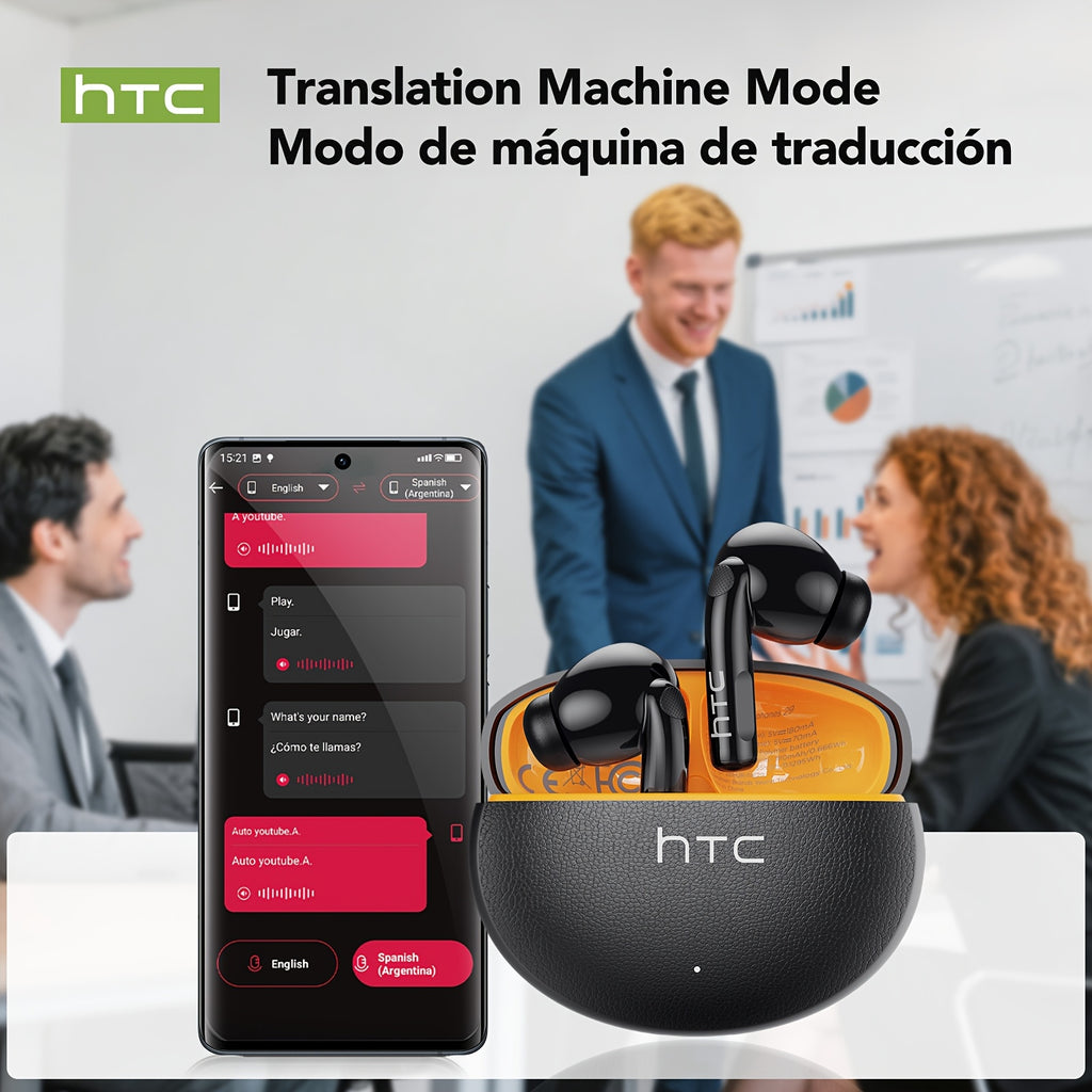 HTC NE29 TWS Wireless Translation Earbuds, Face-to-Face Multi-Language Translation, ANC Noise Cancellation