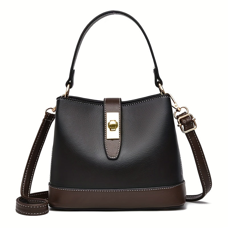 Women's Tote Bag Sleek Minimalist Shoulder Crossbody Bag with Golden-Tone