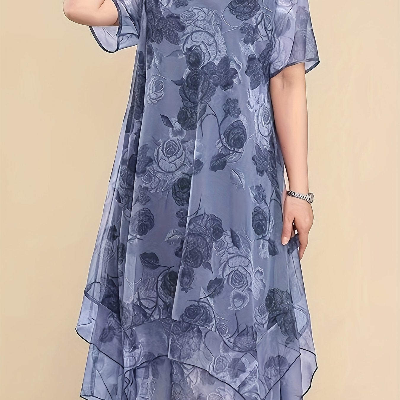 Women's Floral Chiffon Tunic Dress