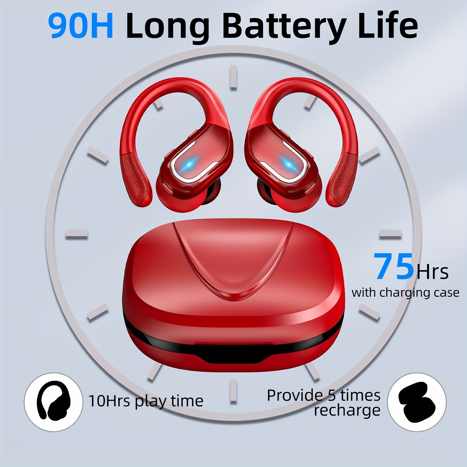 New Wireless Earbuds for Running Sports, Wireless Earphones with Earhooks Pure Bass Sound
