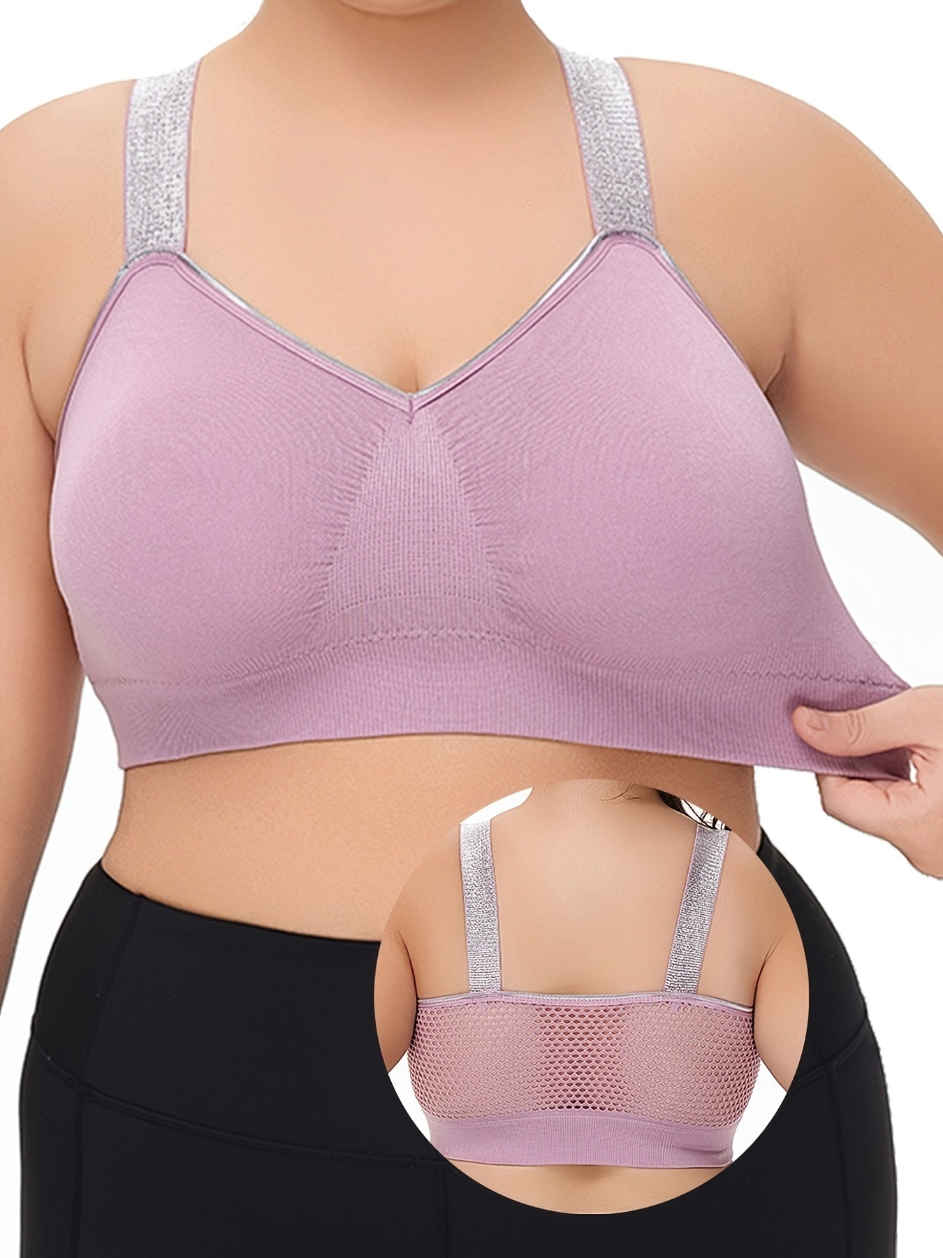 Thin Silvery Contrast High-End Bra Plus Size Breathable Women's Underwear