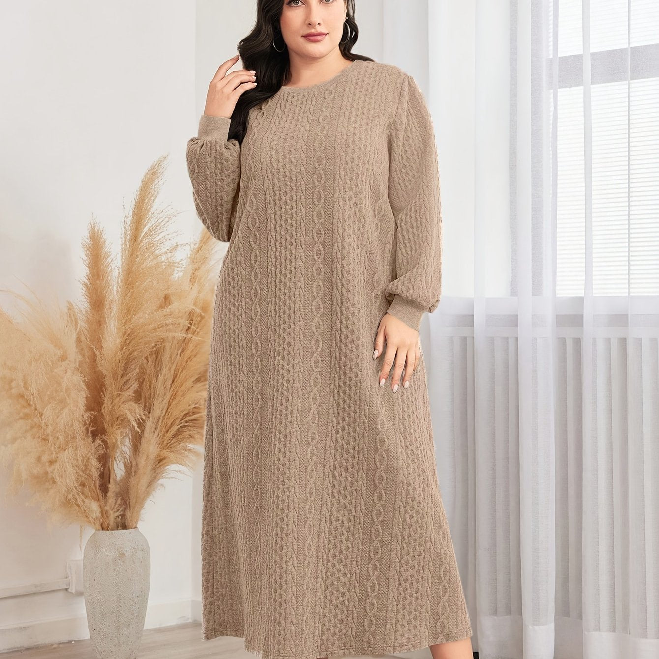 Women's Plus Size Textured Sweatshirt Dress