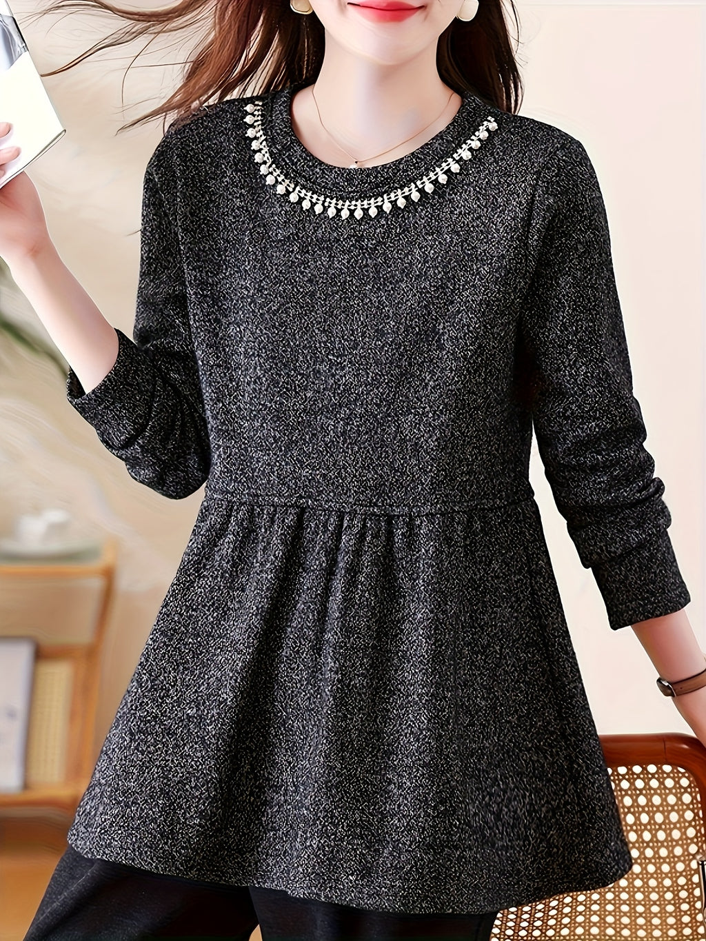 Winter Jacket with -like Faux Shearling Collar & - Longline Coat for Cold Weather