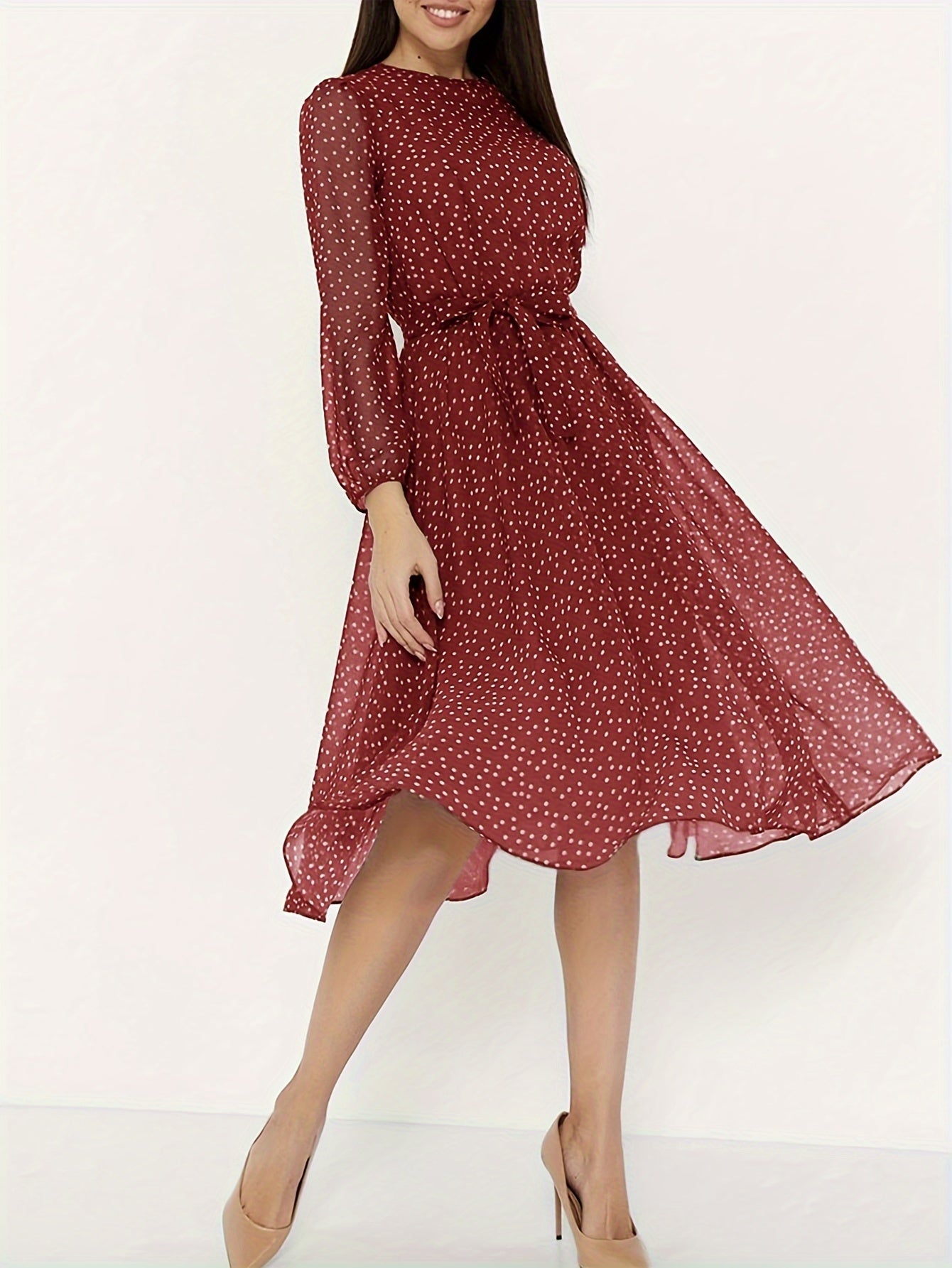 Short Sleeve Round Neck Flared Skirt