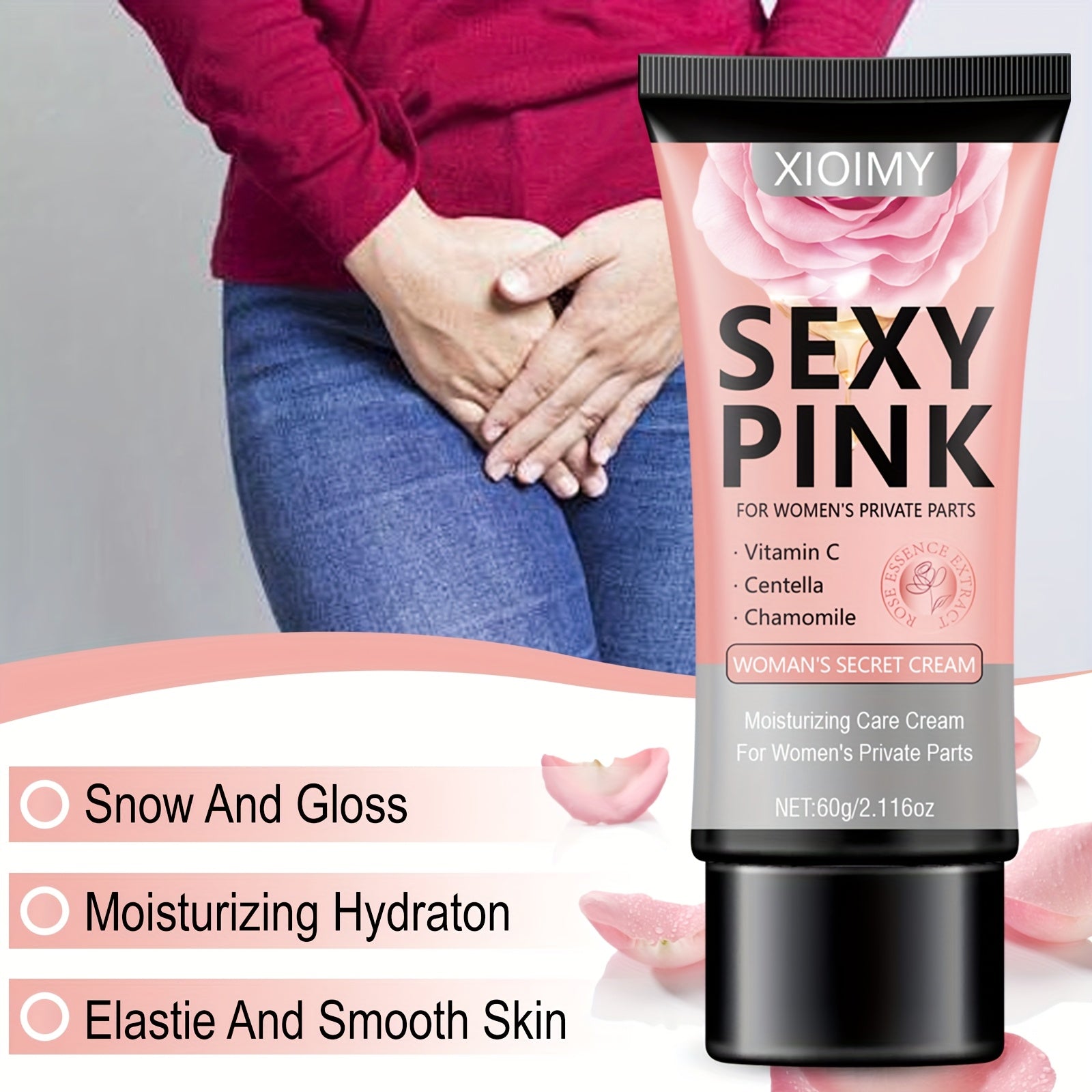 Deeply Hydrating Rose & Vitamin C Formula Pink Women's Private Part Moisturizing Cream