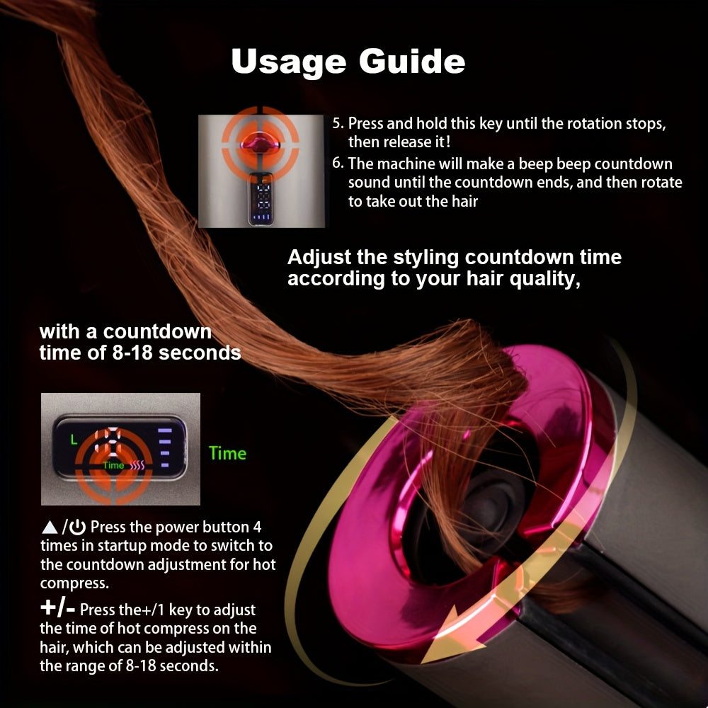 Effortless Cordless Hair Curler - USB Rechargeable, 6 Heating & Timer Settings