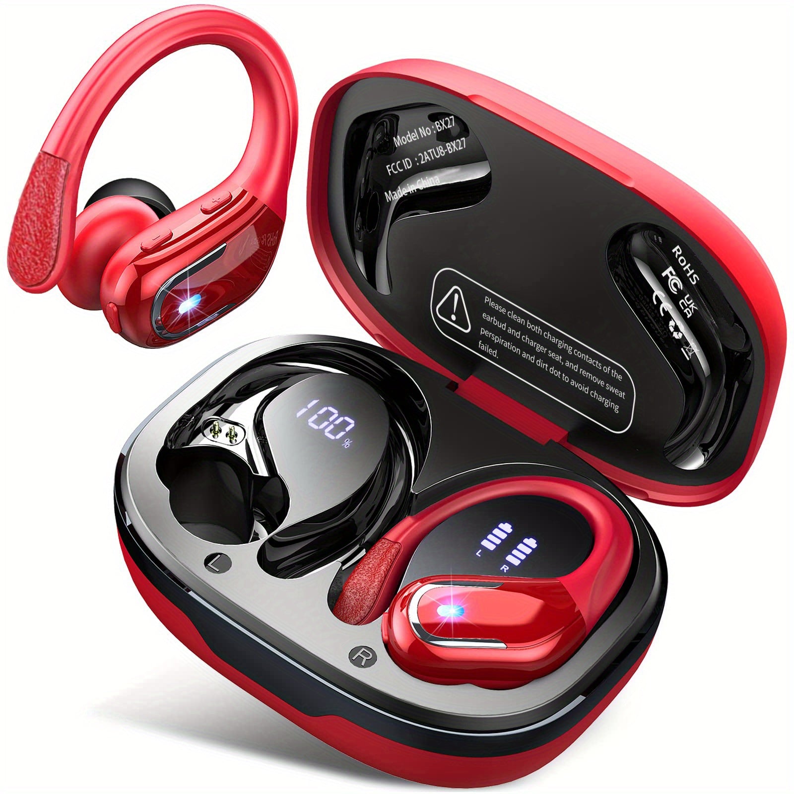New Wireless Earbuds for Running Sports, Wireless Earphones with Earhooks Pure Bass Sound