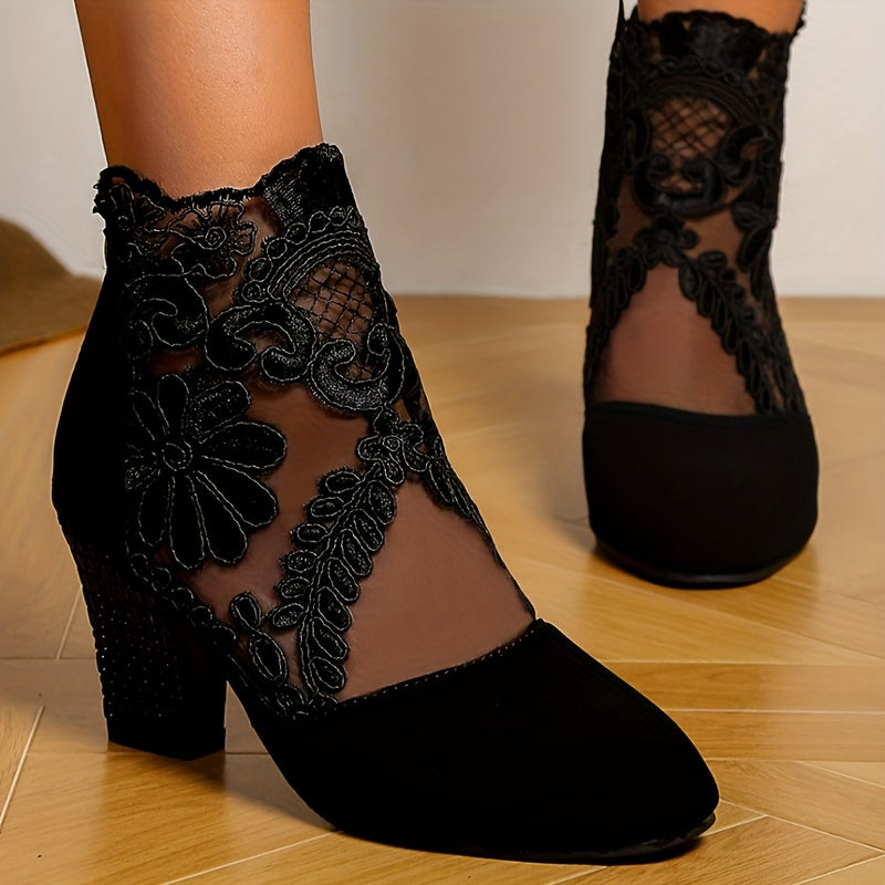 High-Heeled Breathable Mid-Calf Boots for Women