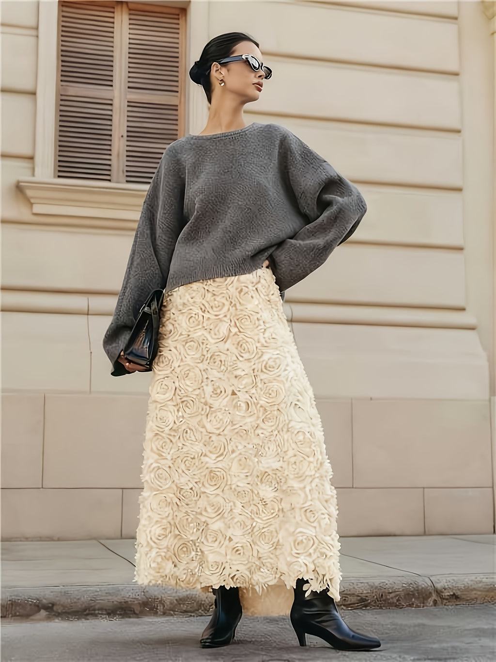 Women's Bridesmaid Dress, Elegant Party Dress with 3D Rose Petal  Christmas New Year