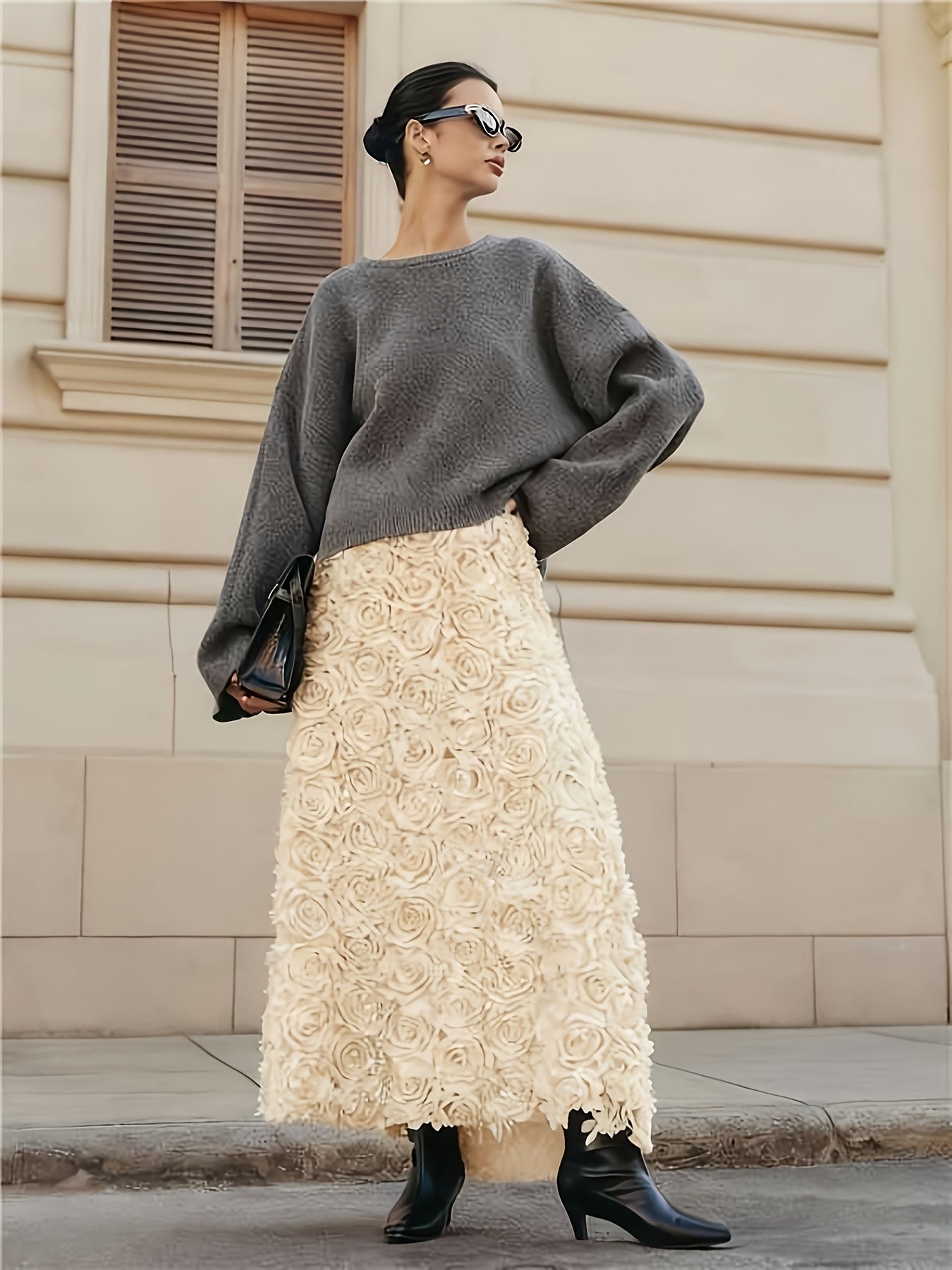 Women's Bridesmaid Dress, Elegant Party Dress with 3D Rose Petal  Christmas New Year