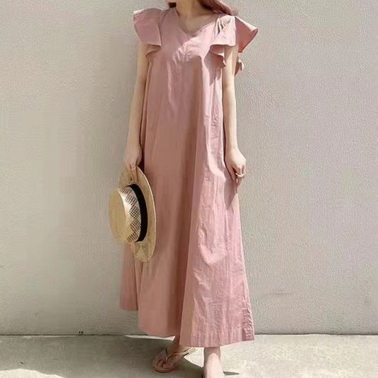 Ruffle Sleeve Dress Loose Slimming