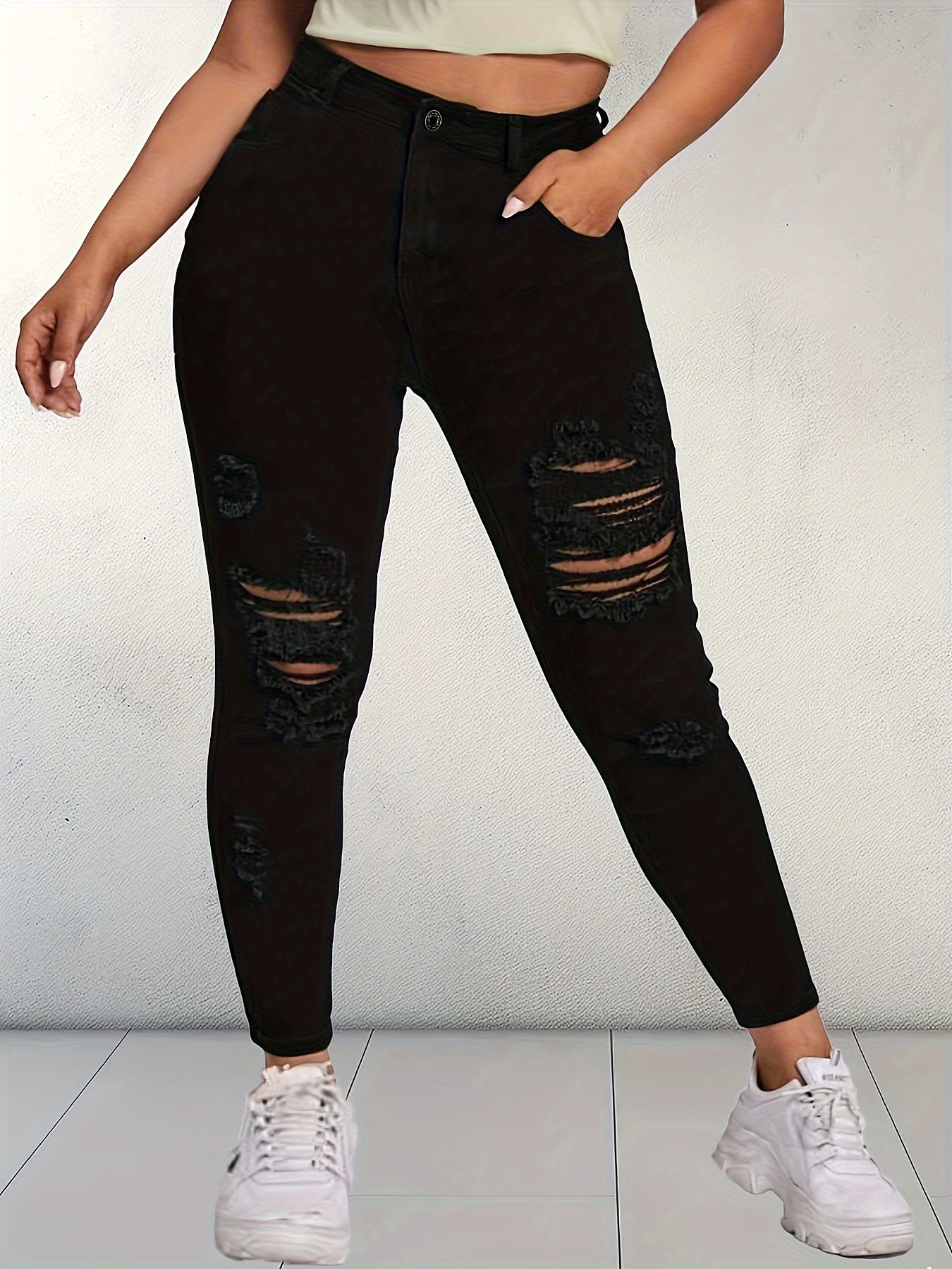 Women's High-Waisted Skinny Jeans - Stretchy Non-See-Through Leggings