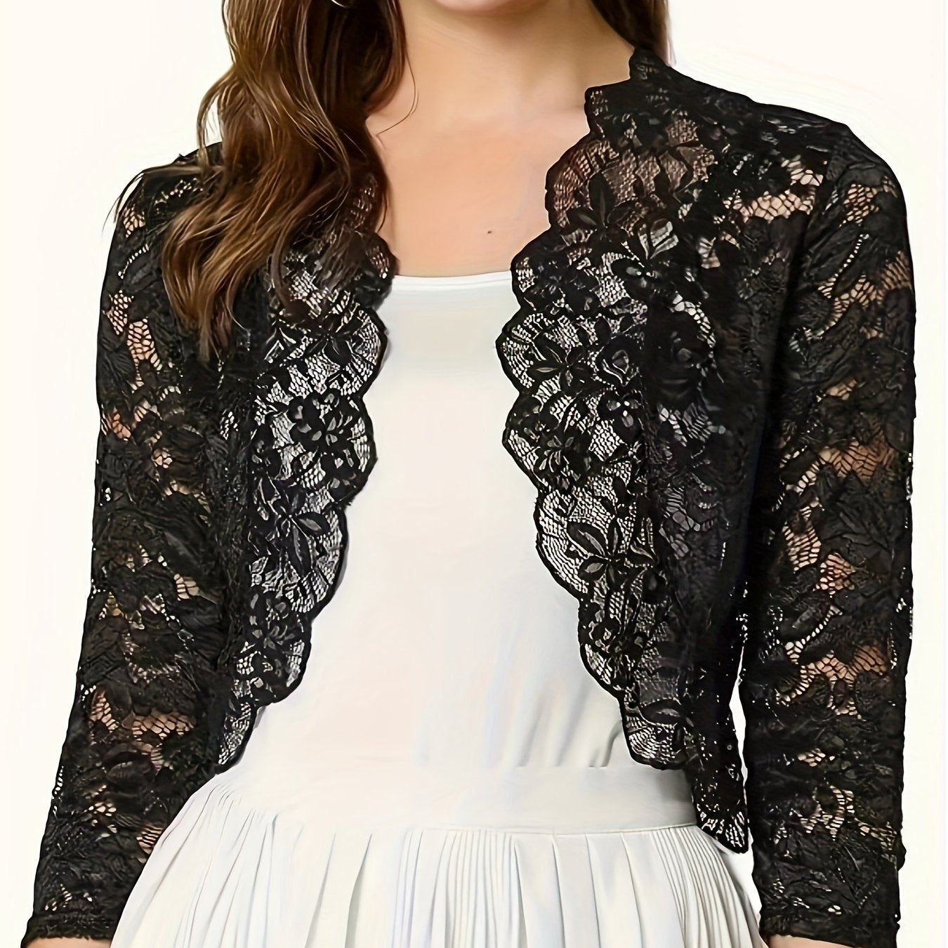 Women's Short Collarless Three-Quarter Length Sleeve