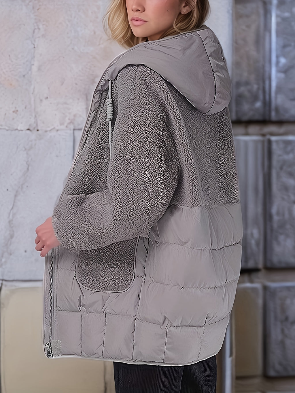 Women's Elegant Thickened Winter Coat - Long Sleeve, Solid Color, Regular Fit