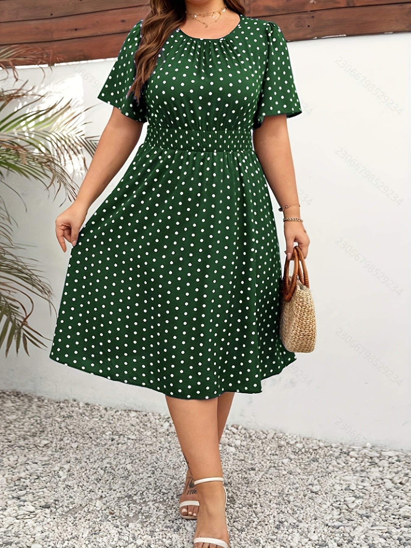 Elegant Women's Plus Size Dot Print Summer Dress