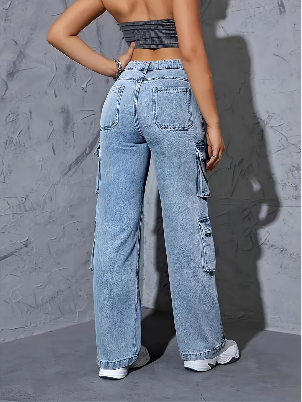 Stylish High-Waisted Wide-Leg Cargo Pants for Women