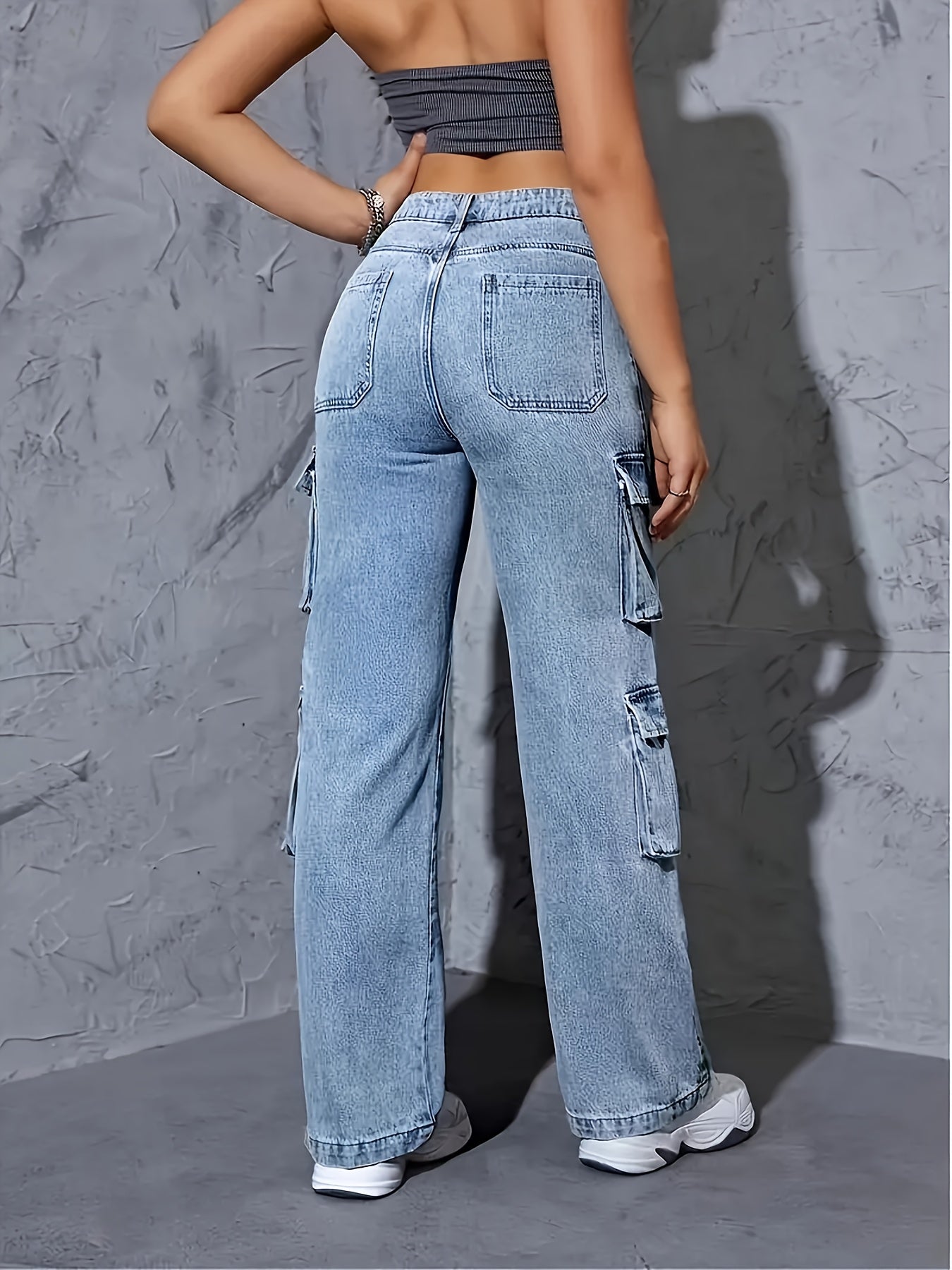 Stylish High-Waisted Wide-Leg Cargo Pants for Women