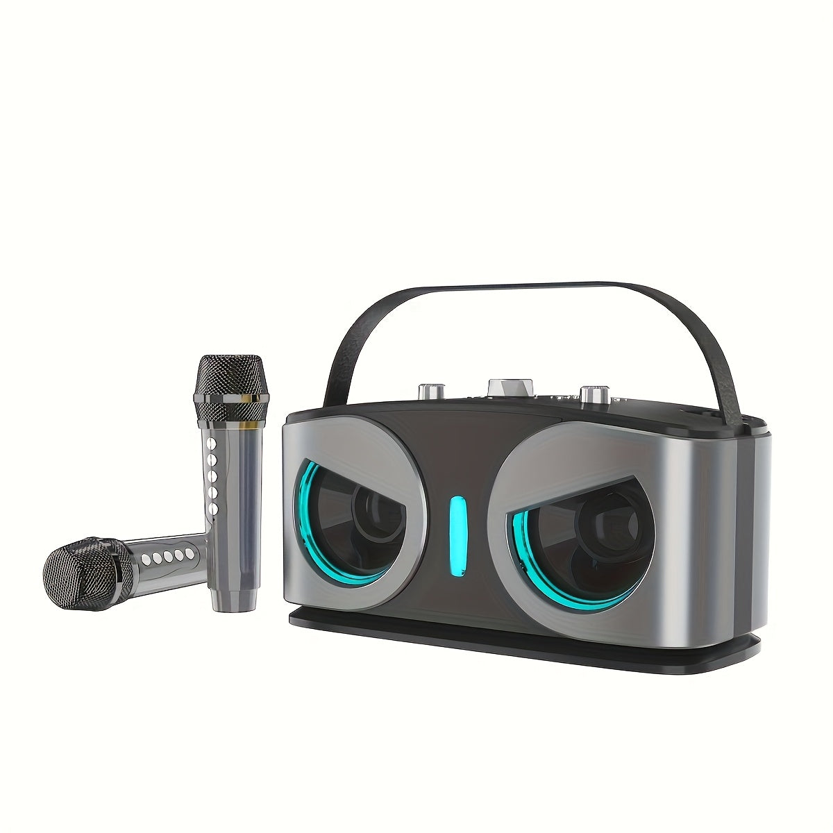 Dual-microphone portable wireless speaker with built-in RGB lights, supporting wireless AUX