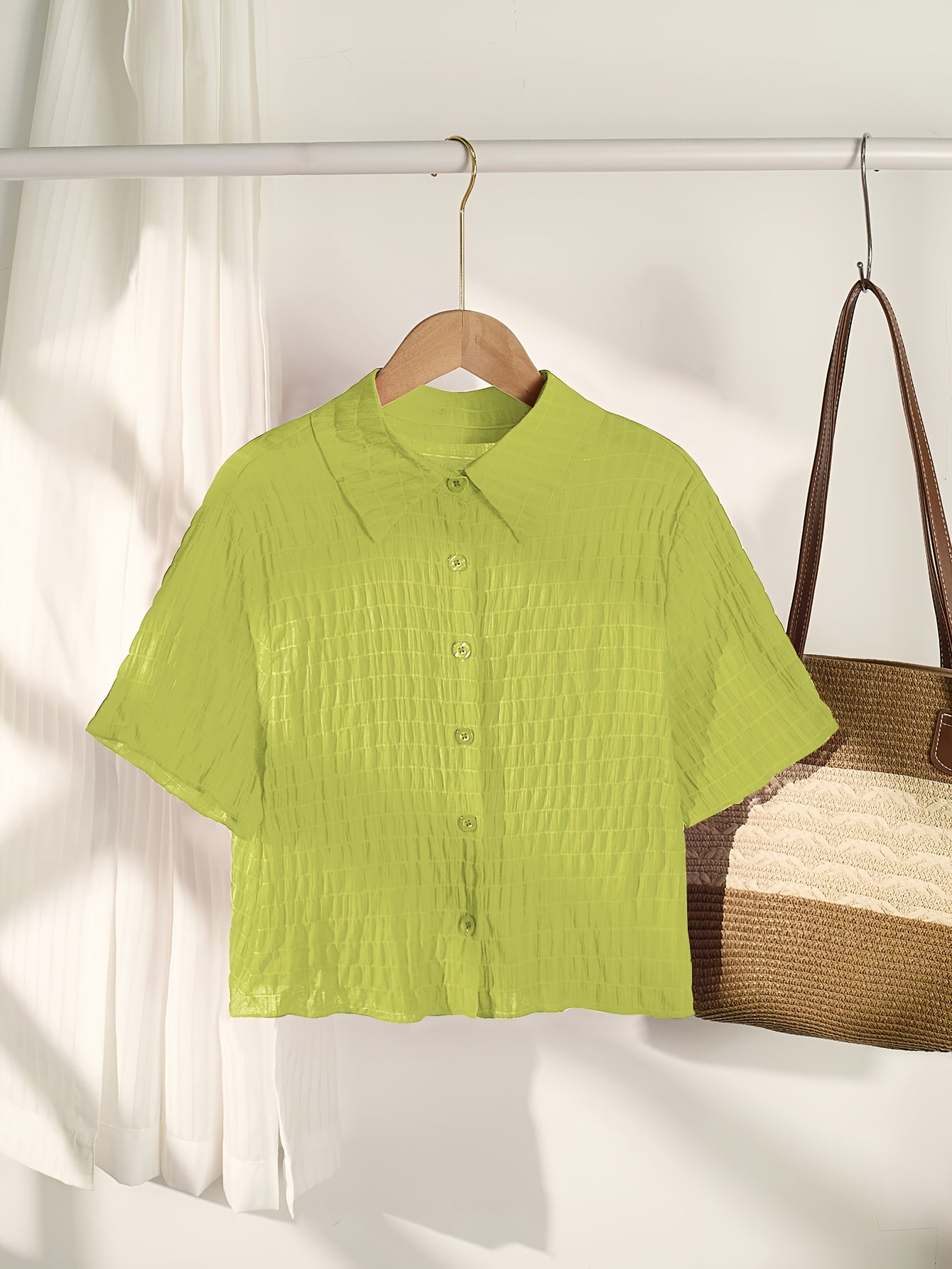 Elegant Red Mini Short-Sleeve Blouse for Women