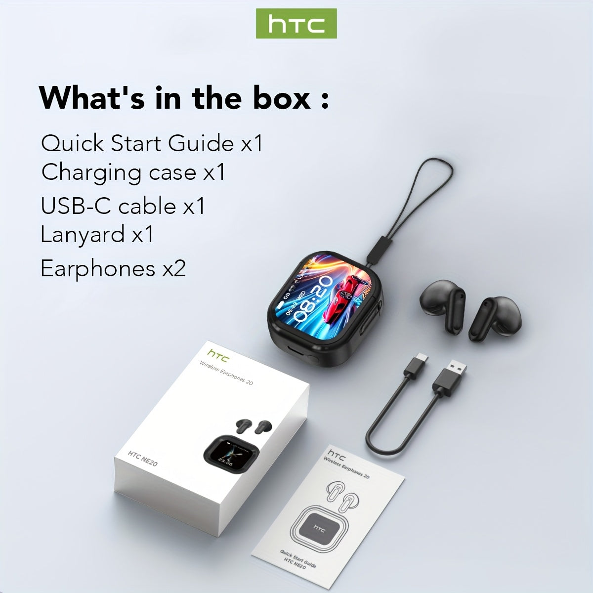 HTC NE20 TWS Wireless Translation Headset 6.0 Face-to-Face 134 Languages Real-Time Translation Suitable for Sports