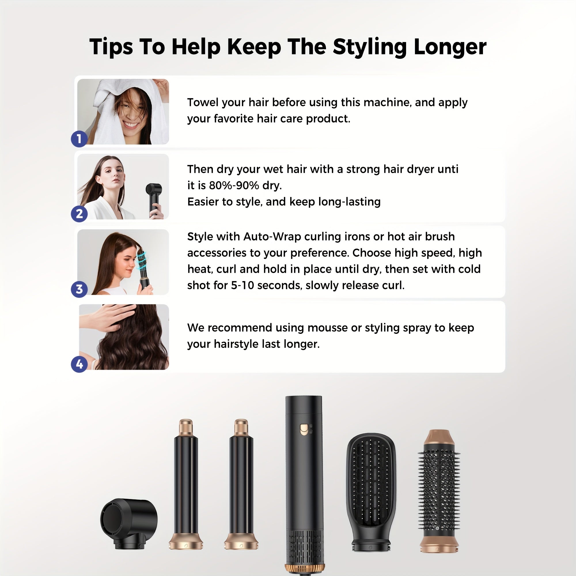 5-in-1 Hair Styler Dryer Brush - 60,000 RPM Ionic Technology, Auto-Reverse Curling