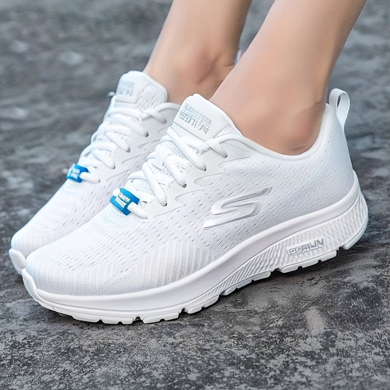 Women's Skechers Gym Walking Running Shoes - Breathable White Athletic Sneakers with Stability Support, Cushioned EVA Insole & Non-Slip