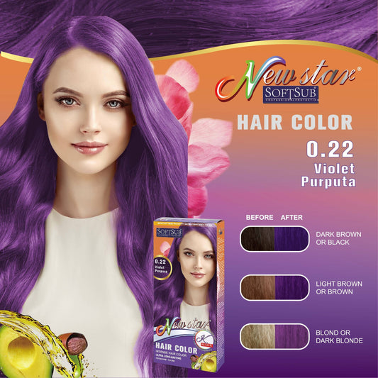SOFTSUB Women'S Hair Color Kit - 60ml Cream & 60ml Developer with Gloves, Vibrant Colors including Pink, Yellow, Blue, Green, and Purple, Salon-Quality Results, Easy Application, No Mixing Required, SOFTSU