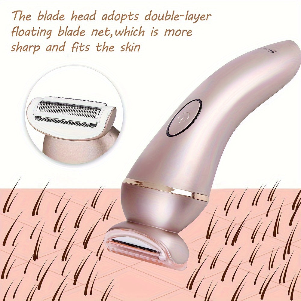 2-in-1 Lady Shaver & Hair Removal Kit with Carbon Steel Blades