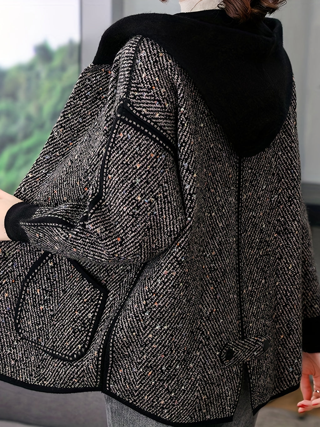 Polyester Casual Hooded Long Sleeve Regular Length Loose Fit Single Breasted Button