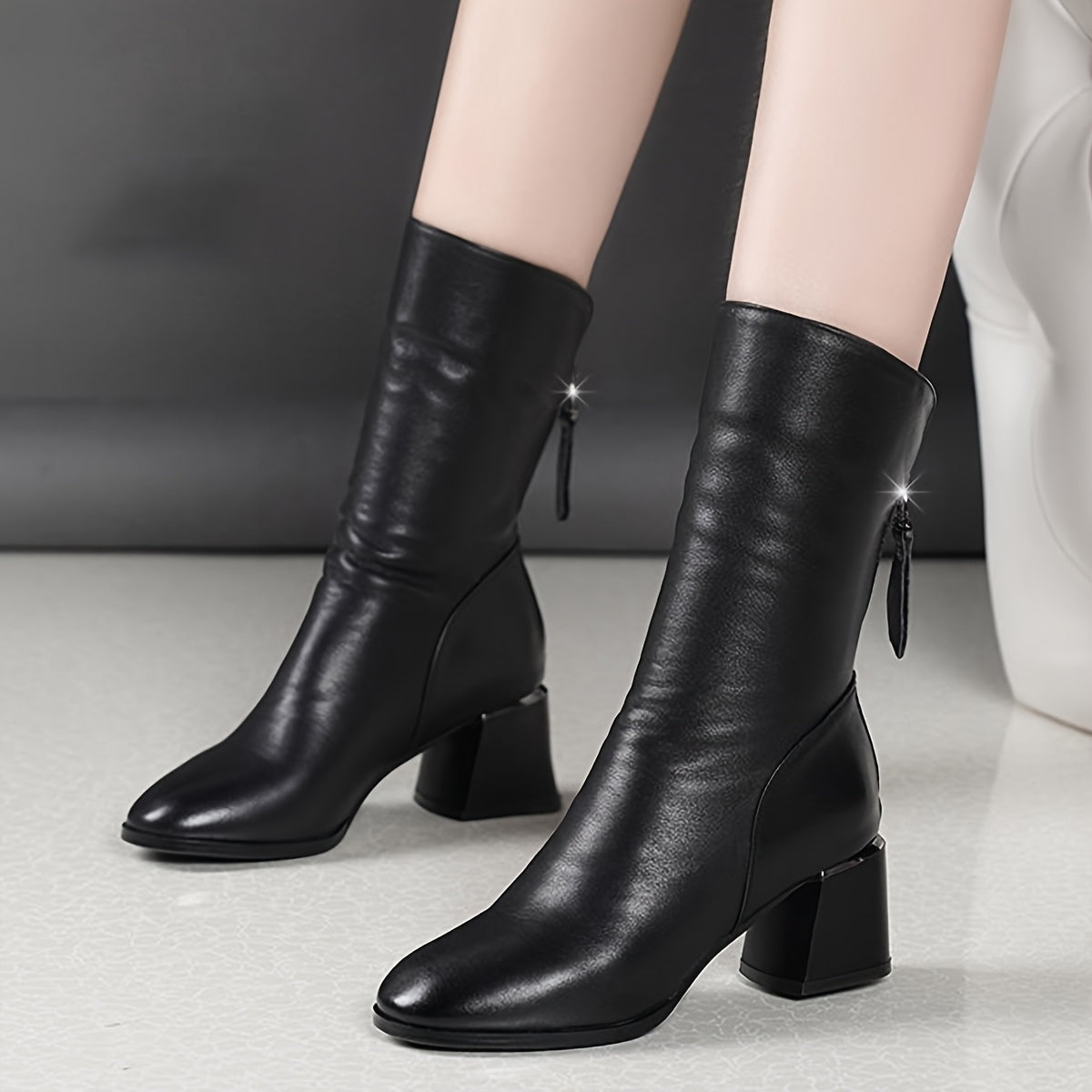 Women's Ankle Boots with Back Zipper, Fashion Short Boots