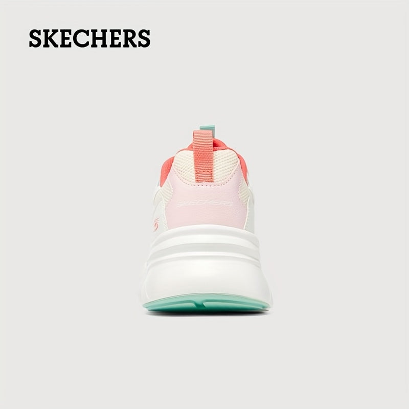 Skechers Women's Breathable Mesh Casual Sneakers - White Low-Top Lace-Up Shoes with Colorful Accents, Comfortable Fabric