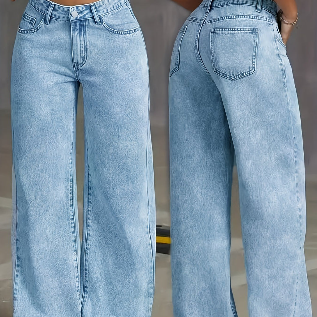 Plus-Size Stretchy Jeans for Women, Featuring a Classic Washed Snowflake Design, Comfortable Fit