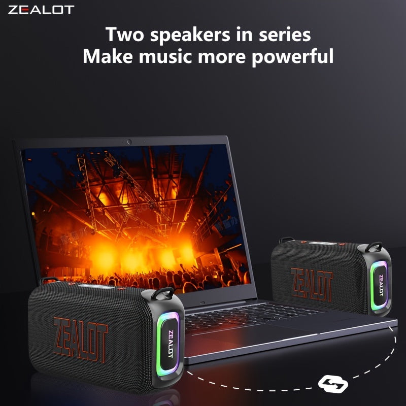 ZEALOT S85 Wireless Speakers, Outdoor Portable Subwoofer Speaker, Hifi Sound quality, RGB light, Dual Pairing