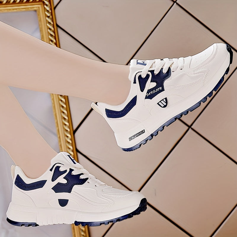 Women's Bold Contrast Color Lace-Up Sneakers