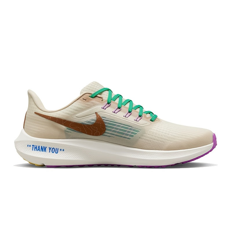 Nike Air Zoom Pegasus 39 Unisex Low-Top Running Shoes - Breathable White & Beige Training Sneakers with Cushioned Zoom Air Technology