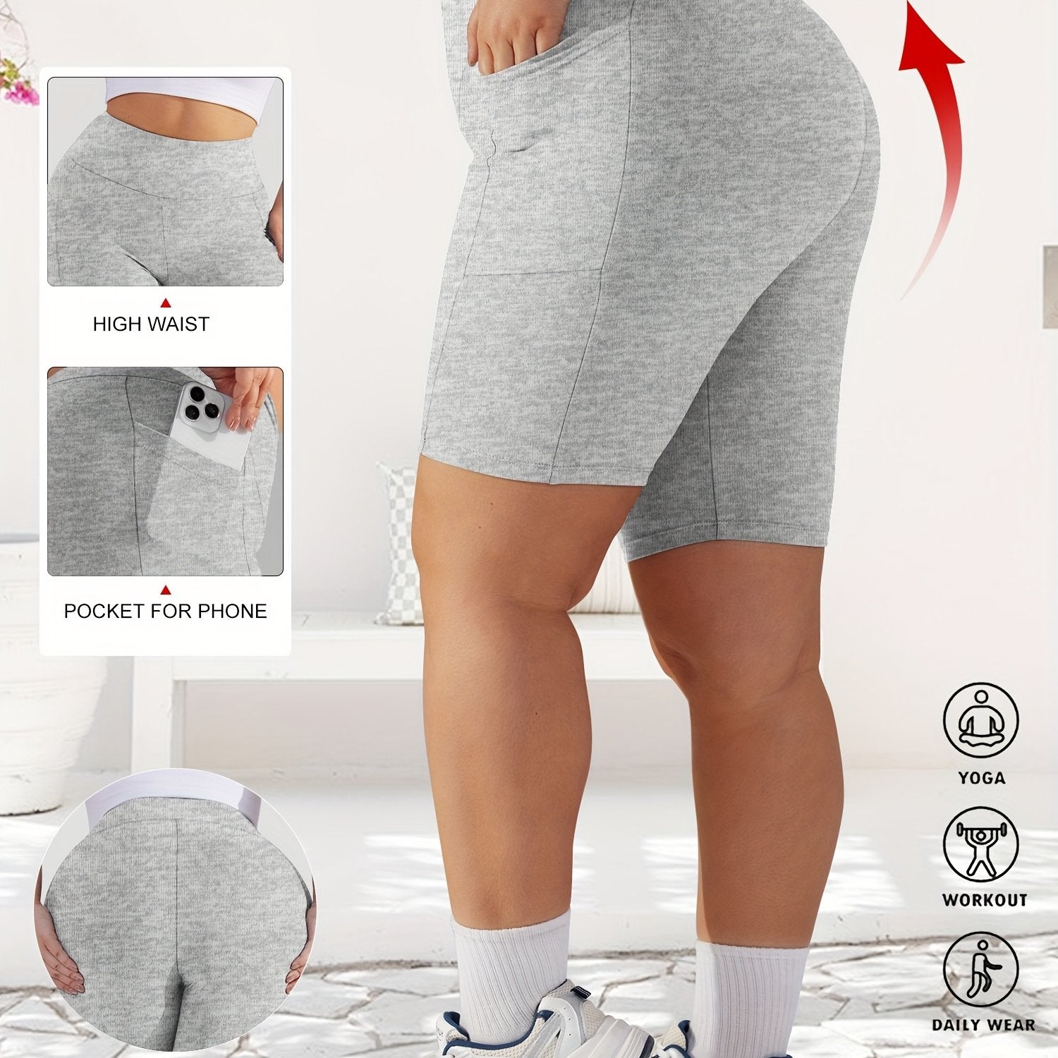 Plus Size Women's High-Waist Leopard Print Shorts