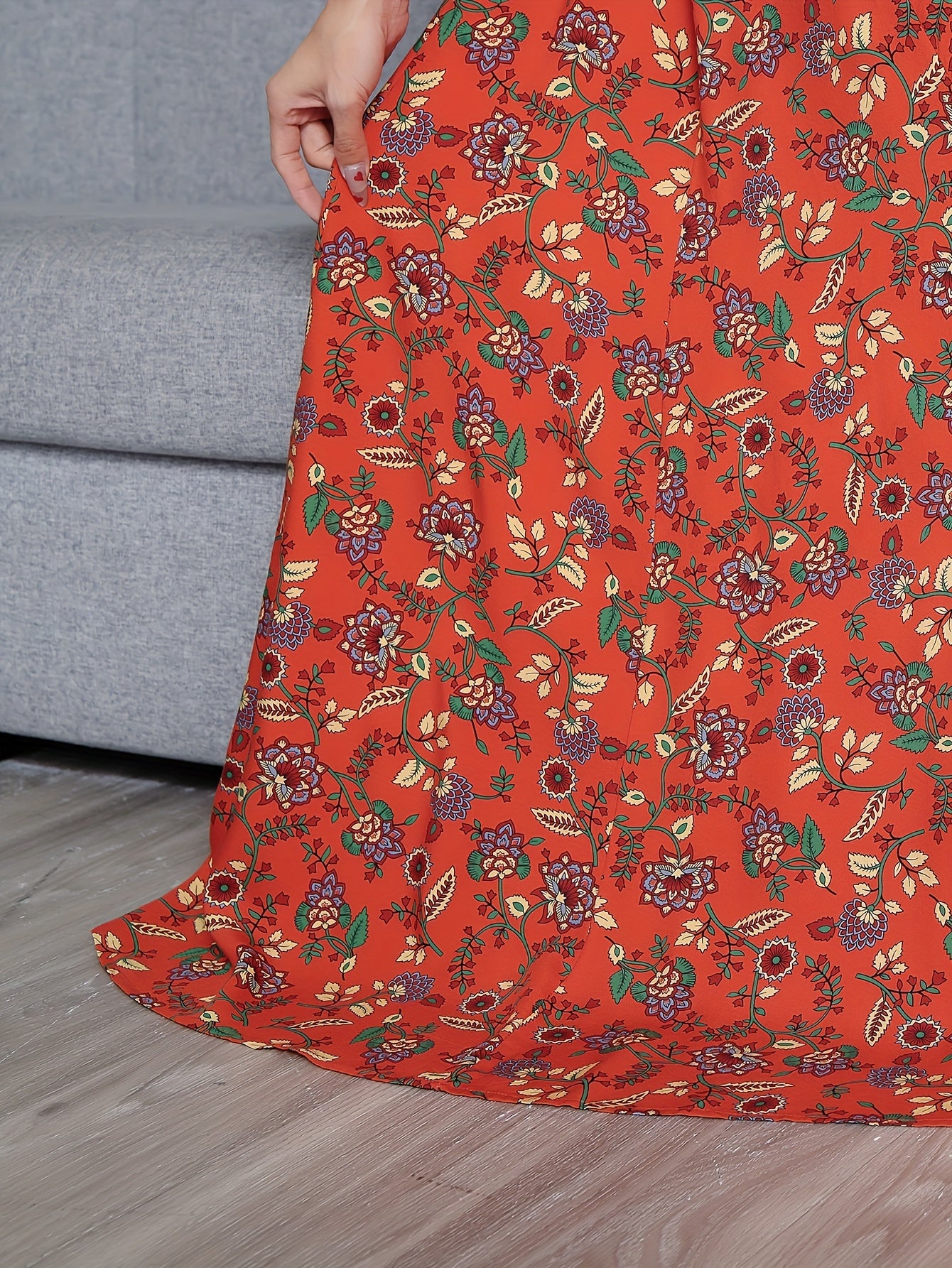 Embroidery Dress Ethnic Style Long Skirt Retro Vintage Casual Maxi Dress