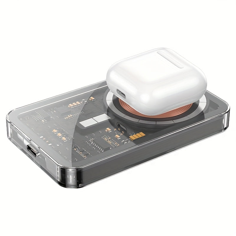 Crystal Wireless Charging Power Bank, With A Capacity Of 5000mAh