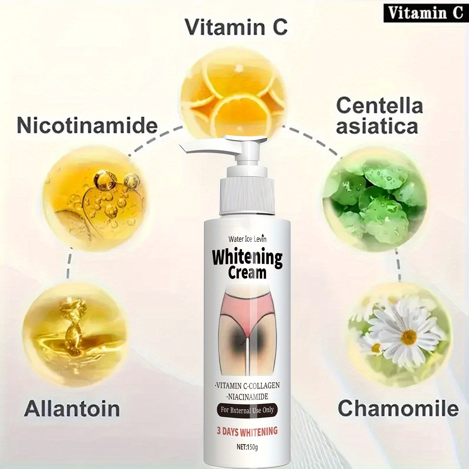 Vitamin C Collagen Whitening Cream for Body, Underarms, Butt & Thighs, private areas