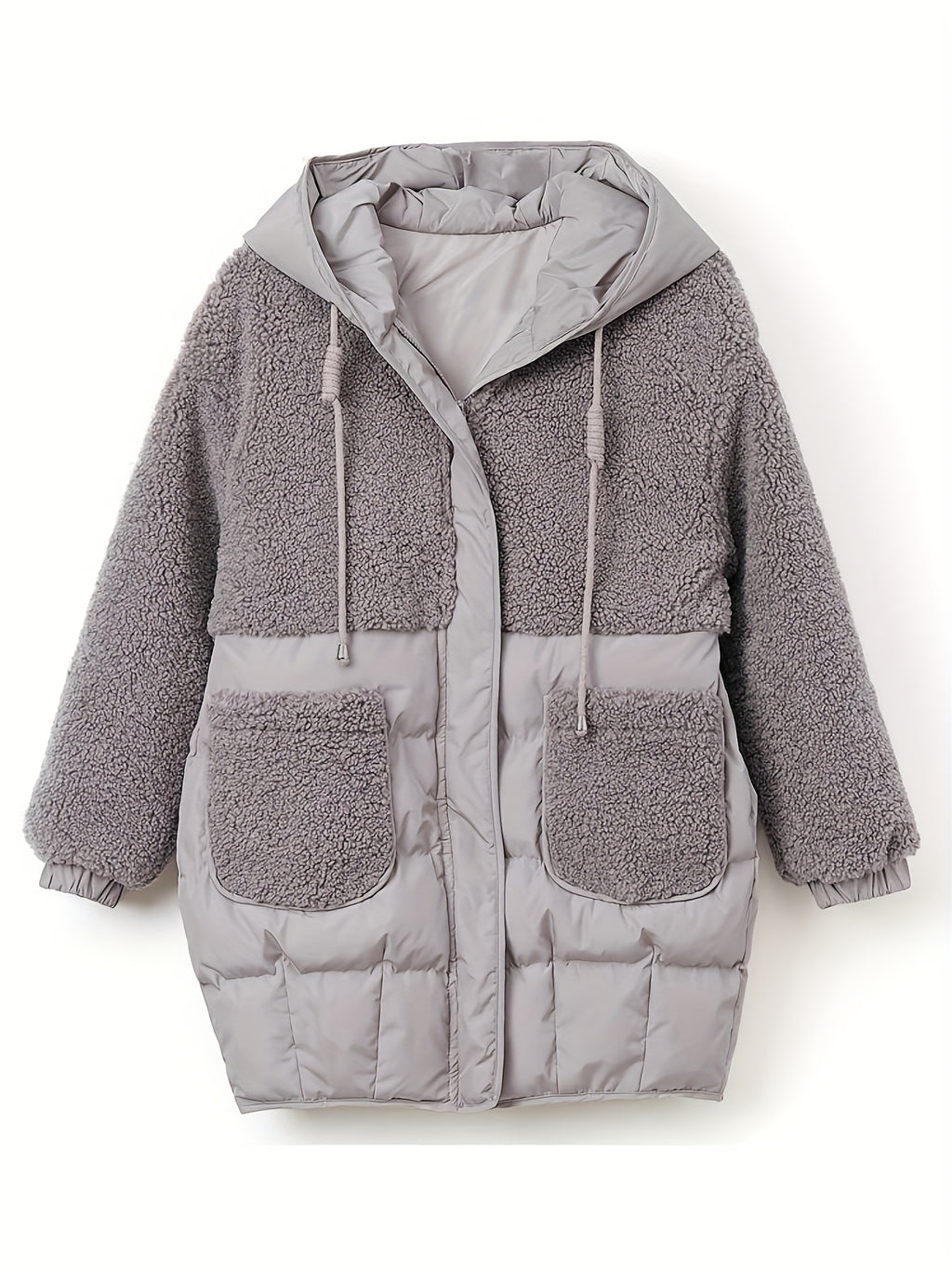 Women's Elegant Thickened Winter Coat - Long Sleeve, Solid Color, Regular Fit