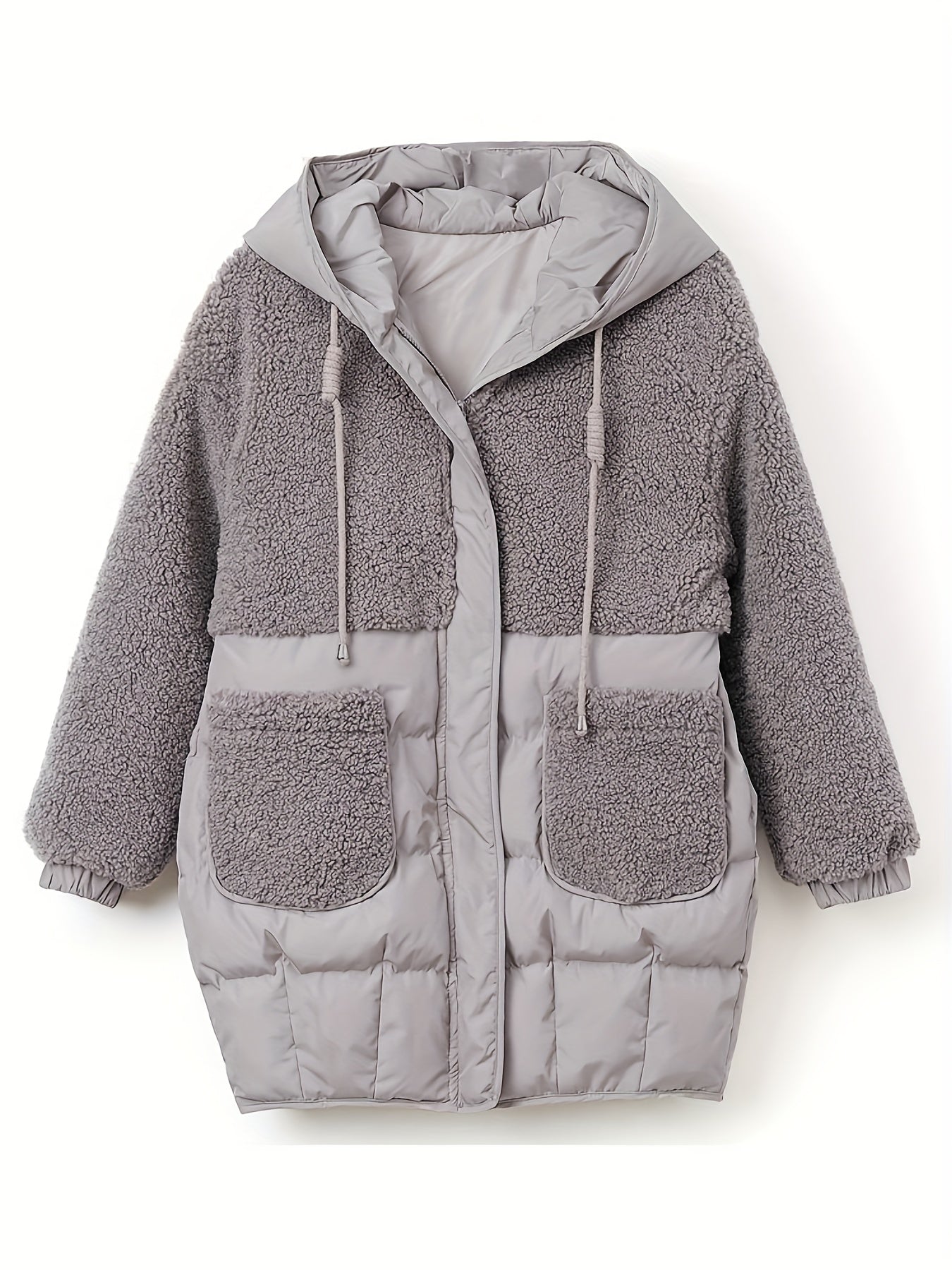 Women's Elegant Thickened Winter Coat - Long Sleeve, Solid Color, Regular Fit