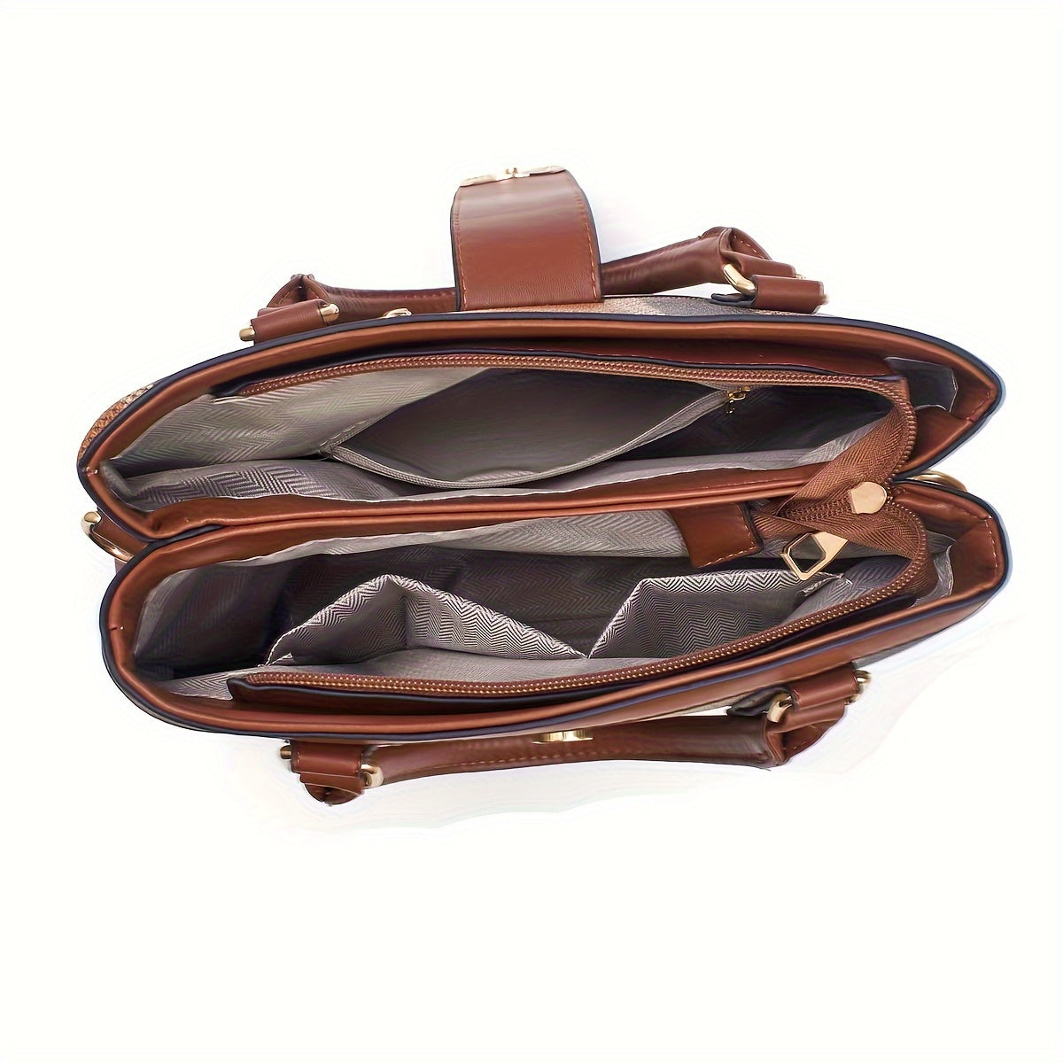 Three-Piece Classic Striped Handbag Set