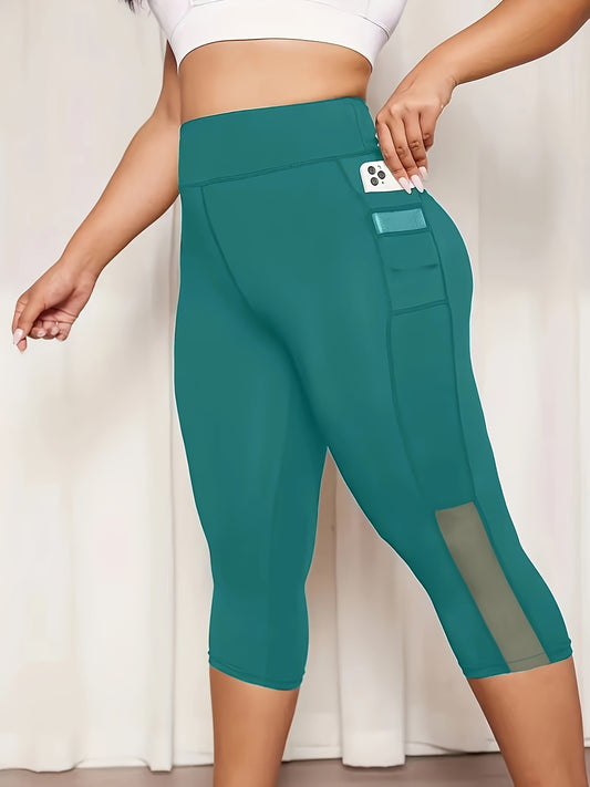 Plus Size Mesh Seven-Split Pants with Pockets