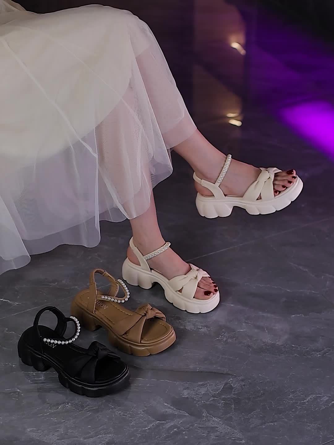 Women'S Retro Chic Summer Platform Sandals - Casual Open-Toe