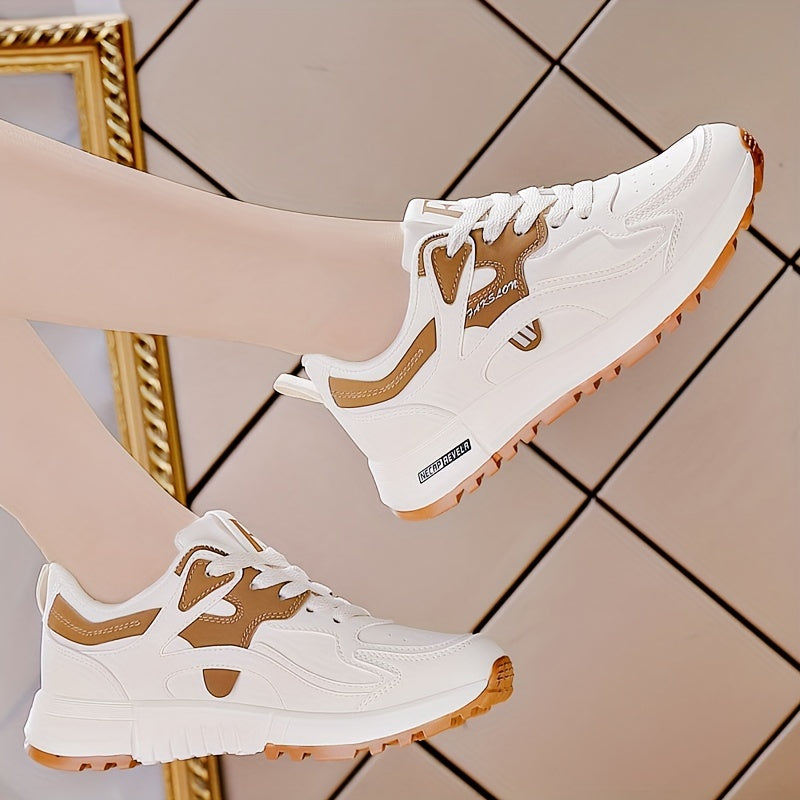 Women's Bold Contrast Color Lace-Up Sneakers