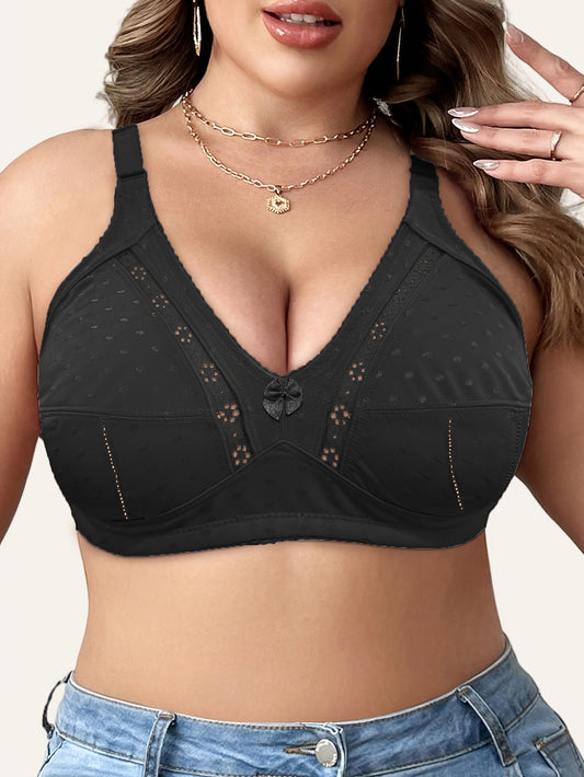 Women's Plus Size Wireless Bra with Bowknot