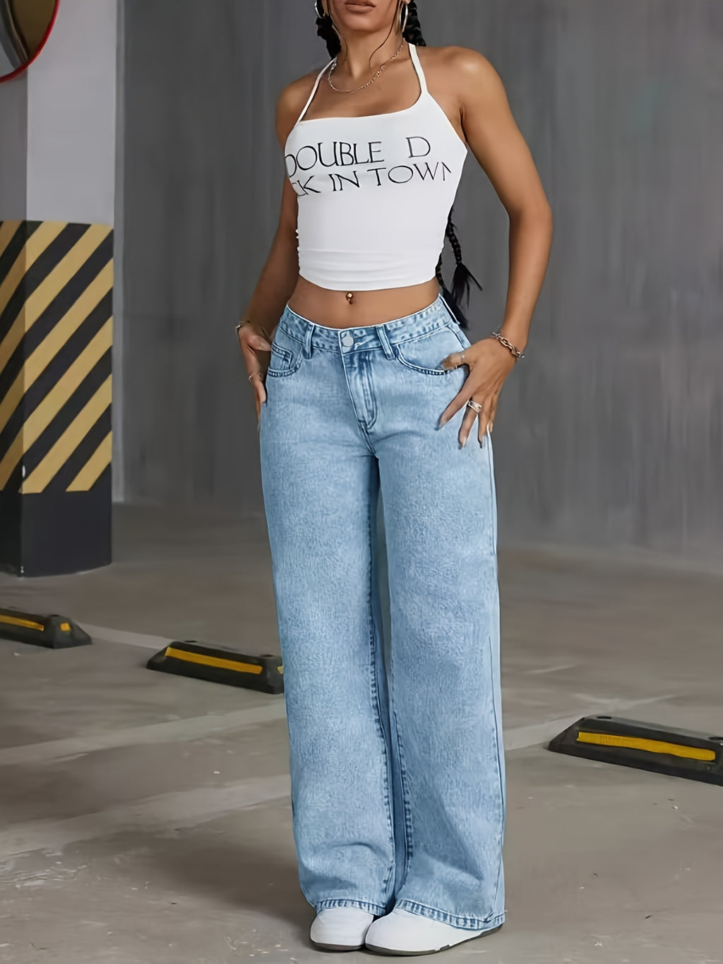 Plus-Size Stretchy Jeans for Women, Featuring a Classic Washed Snowflake Design, Comfortable Fit