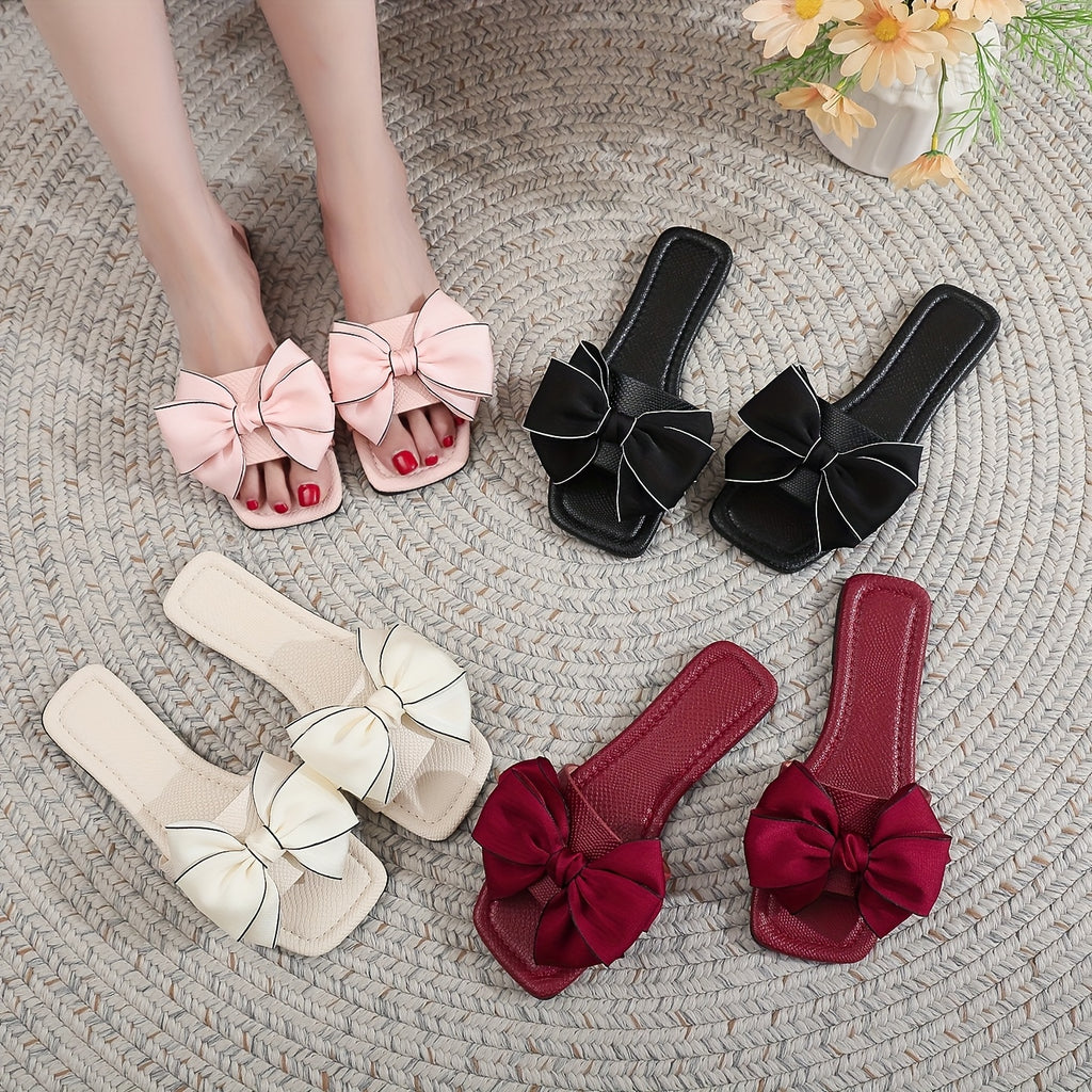 [PU Slide Sandals] Lightweight PU Women's Slide Sandals | Open-Toe Slip-On Summer Beach Shoes, Soft Cushioned Insole & EVA Sole, Casual