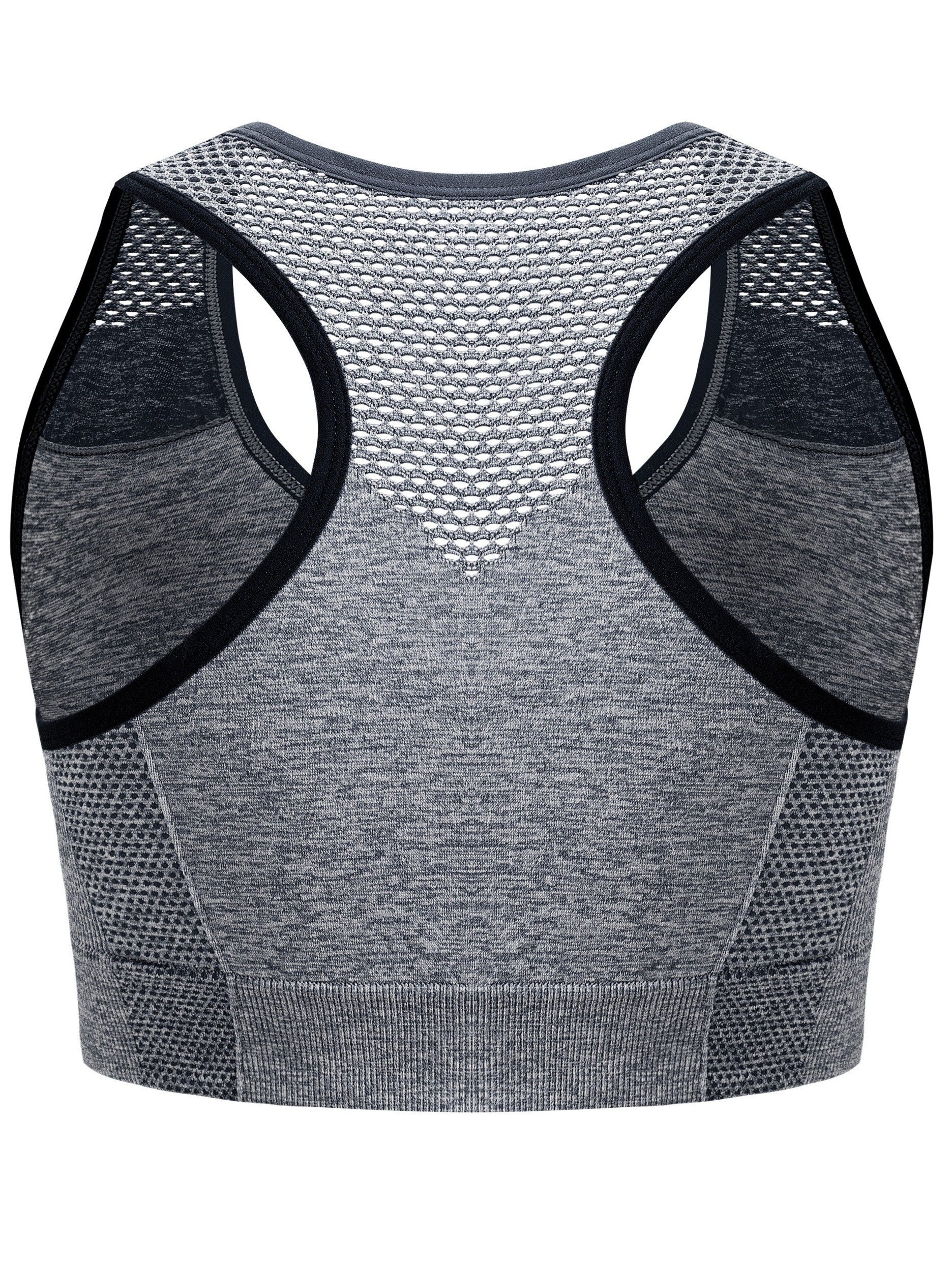 Plus Size Seamless Sports Bra - Breathable Hollow Mesh Thin Yoga Bra Without Steel Ring