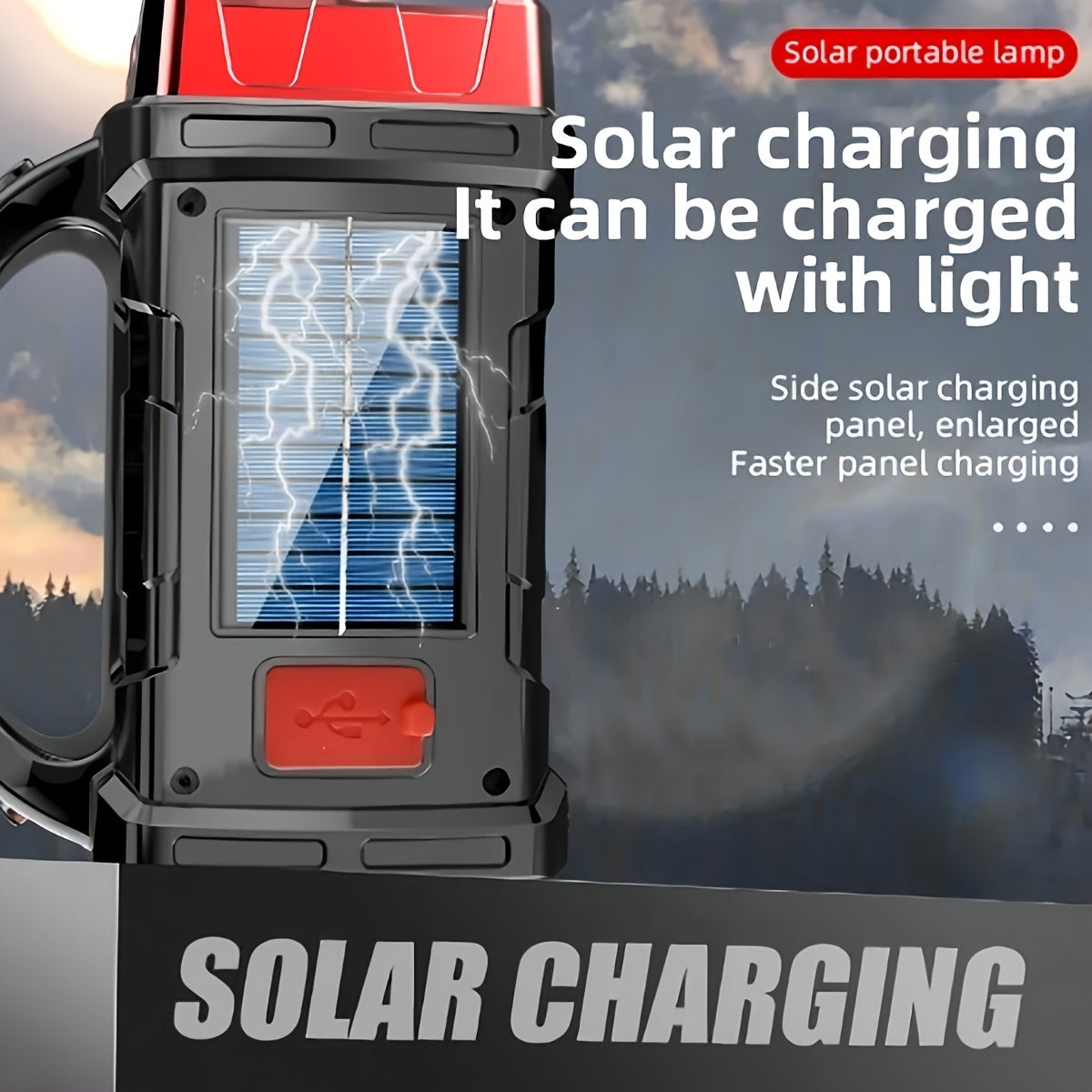 1pc GDSIZHE Solar & USB Rechargeable Emergency Light